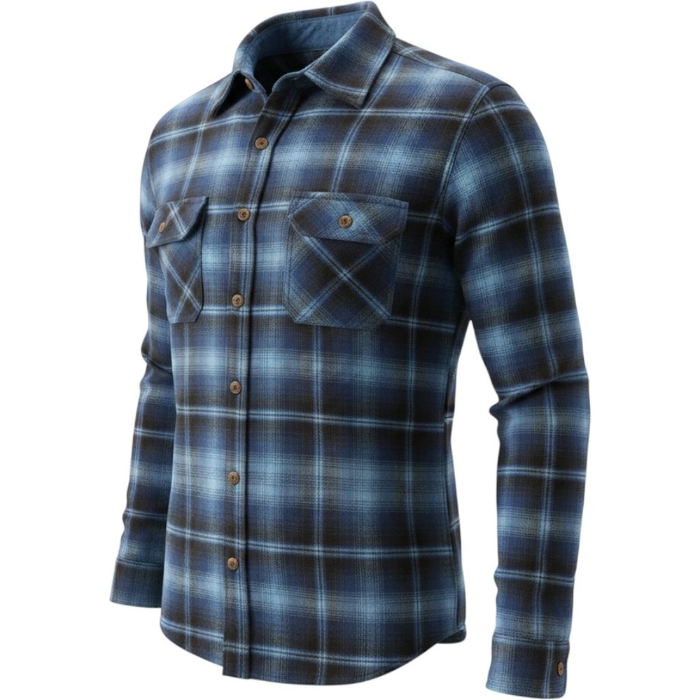 Jachs‎ Heritage Flannel Men's Button Down Shirt XL Blue Black Plaid Cotton